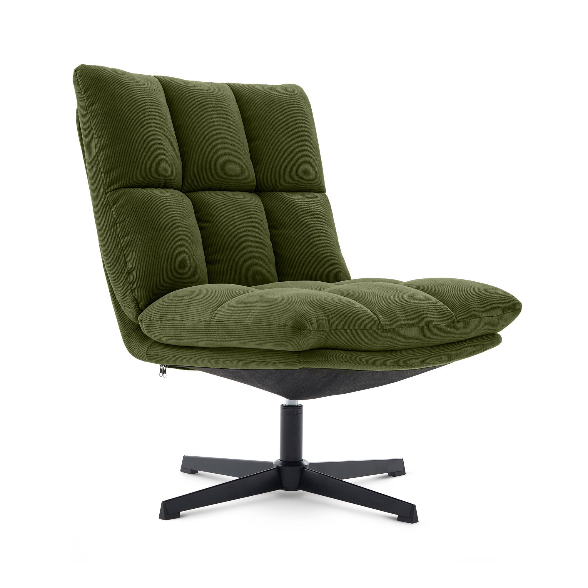 Sicaan Fauteuil pivotant moderne TAO velours côtelé kaki - Image 3