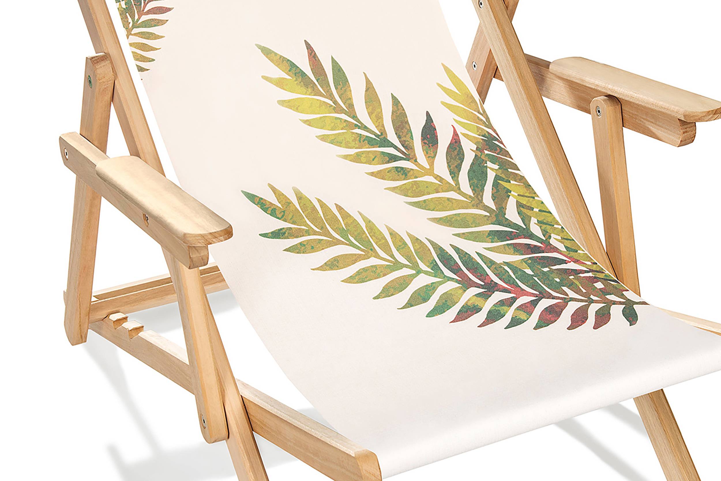 City Garden - Chilienne de jardin en bois d'Eucalyptus avec motif feuille - Ecru - LONA - Imagen 2