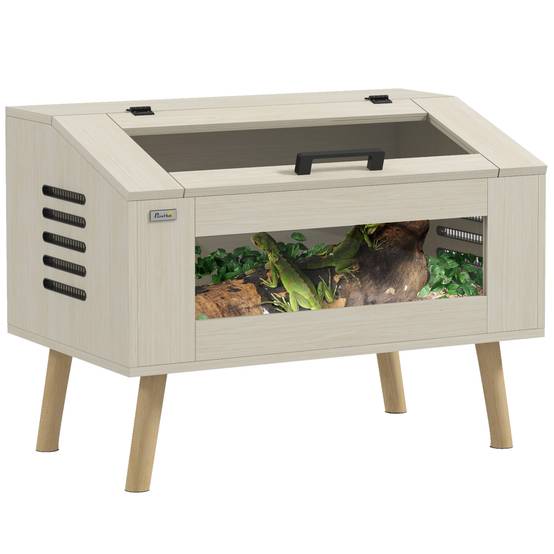 Terrarium pour reptiles, vivarium pour serpents 111L avec fenêtres en verre trempé, couvercle, 80 x 50 x 60 cm - Image 1