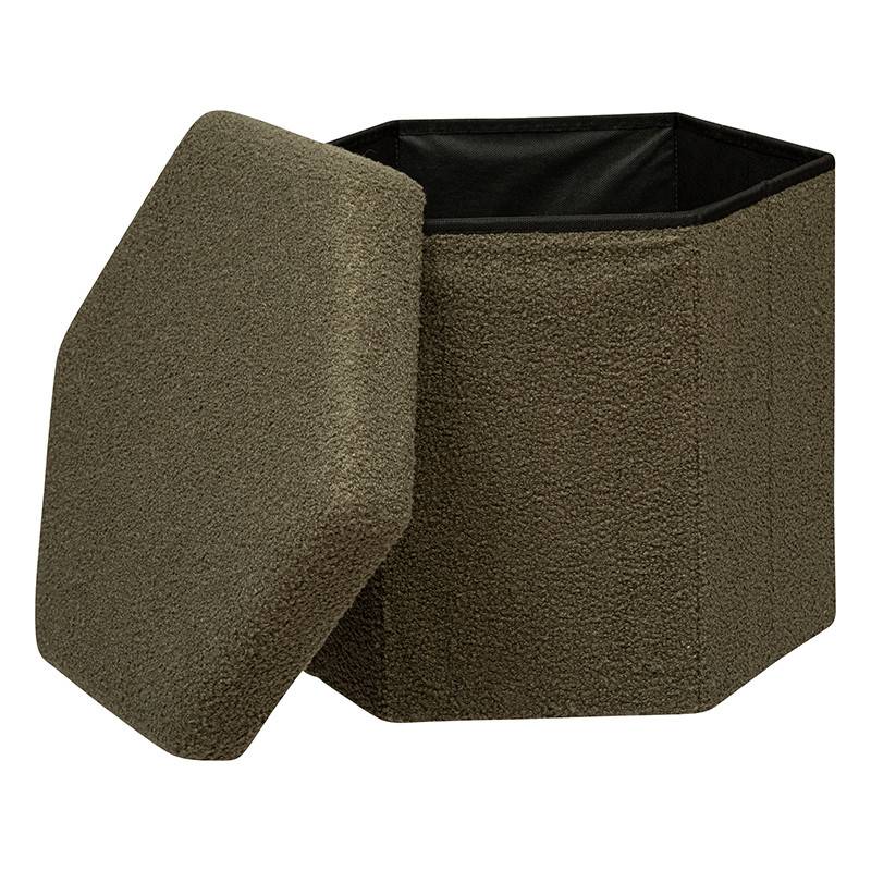 Pouf pliant hexa bouclette Jaiko kaki Atmosphera - Imagen 2