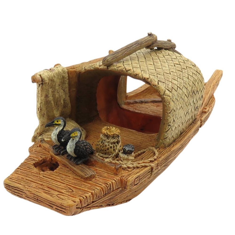 animallparadise - Bateau Pagode model 2 L, 28 x 9 x 10 cm, décoration aquarium - Imagen 4