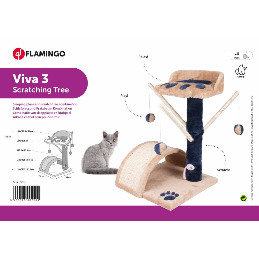 Arbre a chat viva 3, taille 36 x 36 cm hauteur 54 cm, couleur beige. - Image 4