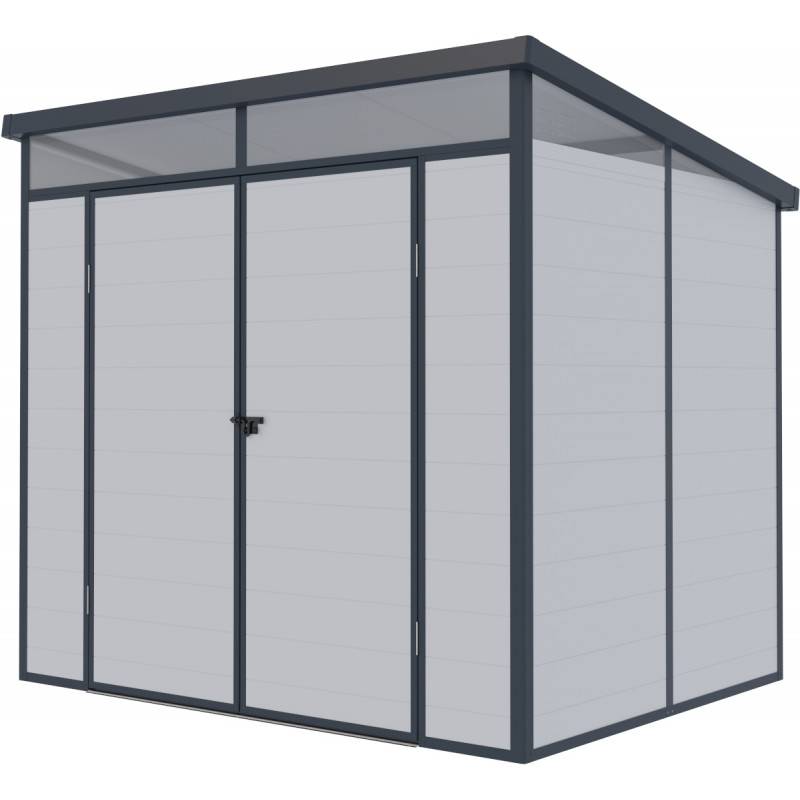 Jobu - Abri de jardin résine 4,10m² gris clair toit plat avec plancher Jôbu - Image 7