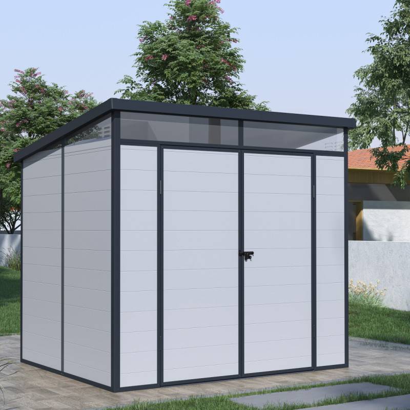 Jobu - Abri de jardin résine 4,10m² gris clair toit plat avec plancher Jôbu - Image 2