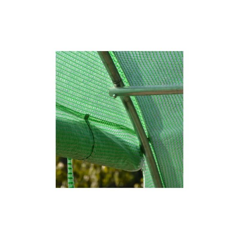 Serre tunnel 24m² polyéthylène armé 200gr/m² 3x8m Green Protect vert avec 16 fenêtres et double porte zippée - Image 7