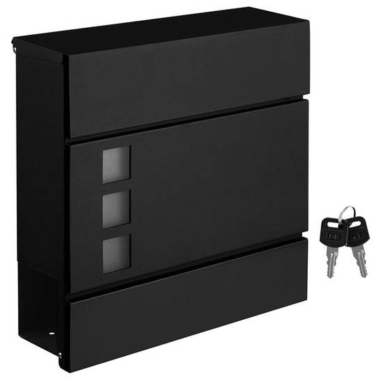 Helloshop26 - Boîte aux lettres moderne avec porte-journaux couvercle verrouillable facile à installer noir - Imagen 1
