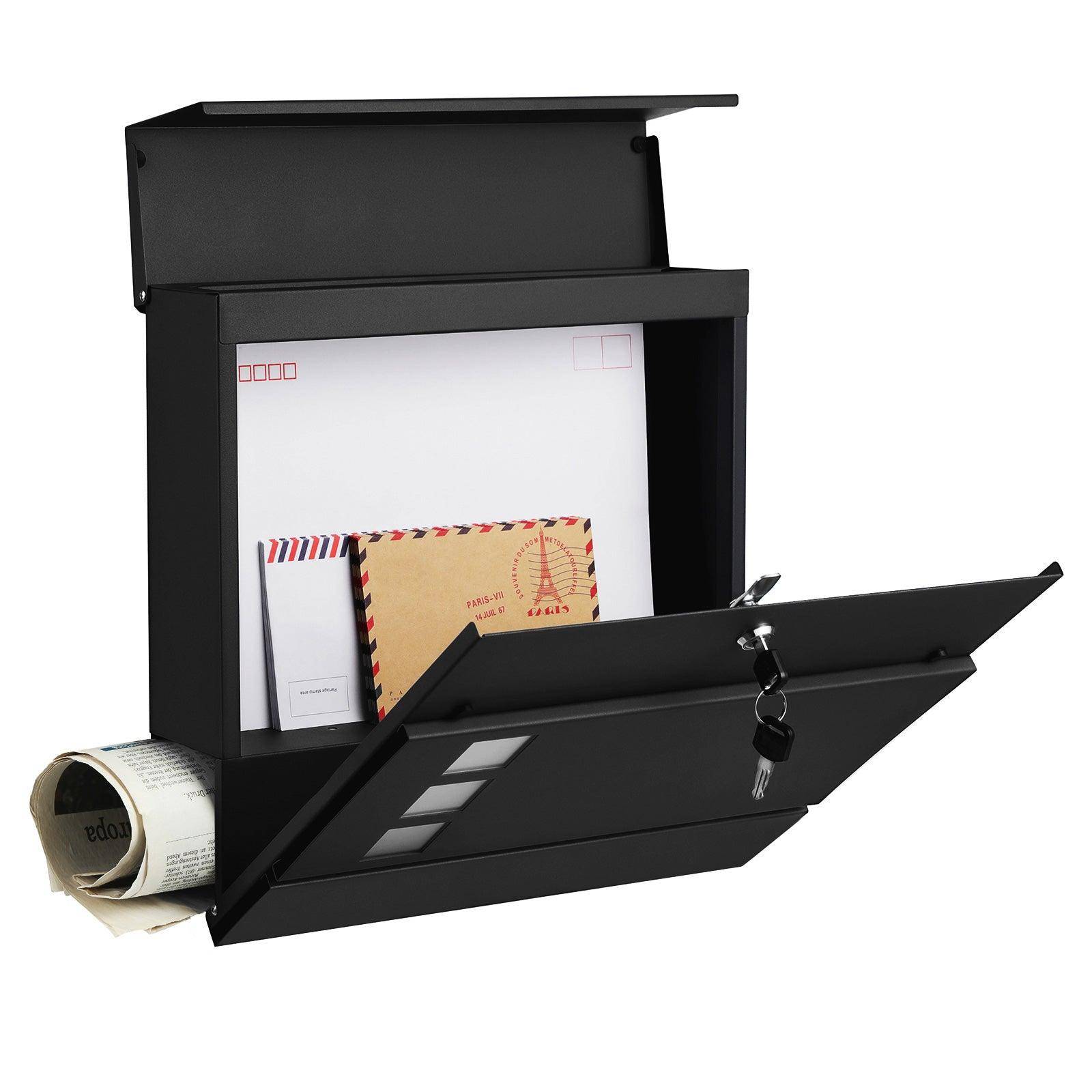 Helloshop26 - Boîte aux lettres moderne avec porte-journaux couvercle verrouillable facile à installer noir - Imagen 2