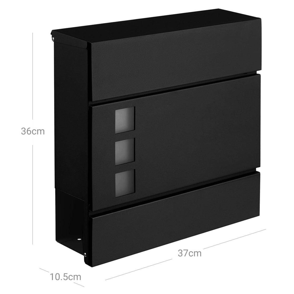Helloshop26 - Boîte aux lettres moderne avec porte-journaux couvercle verrouillable facile à installer noir - Imagen 4