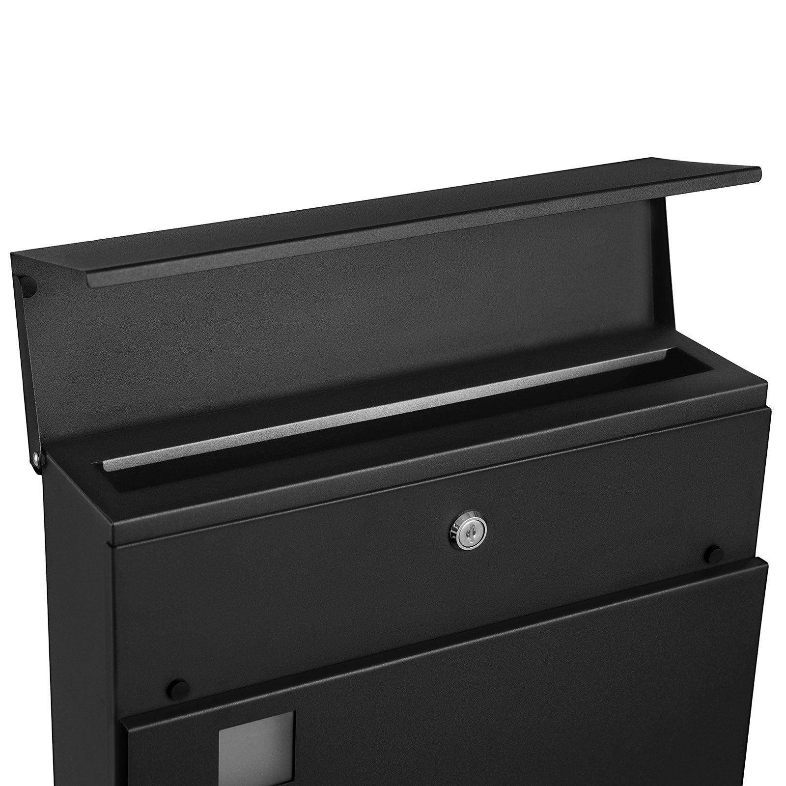 Helloshop26 - Boîte aux lettres moderne avec porte-journaux couvercle verrouillable facile à installer noir - Imagen 3