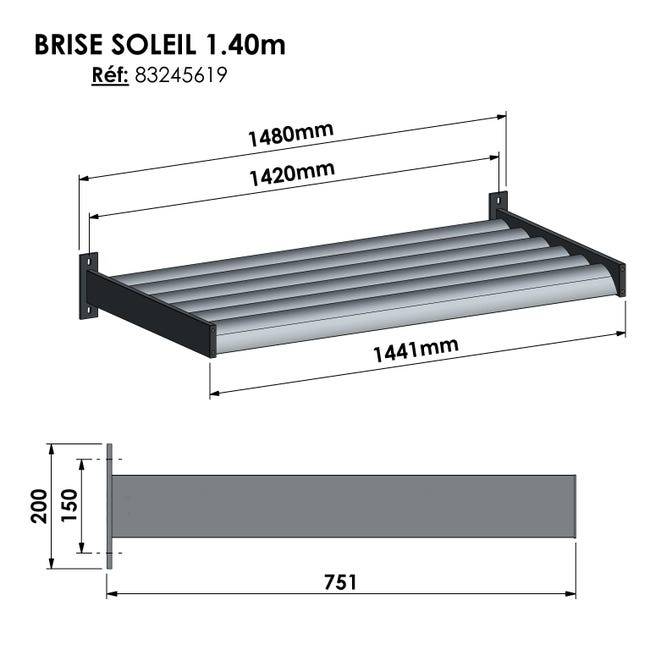 Brise Soleil Aluminium Horizontal 148x75cm Anthracite ORIAL Made in France - Image 7