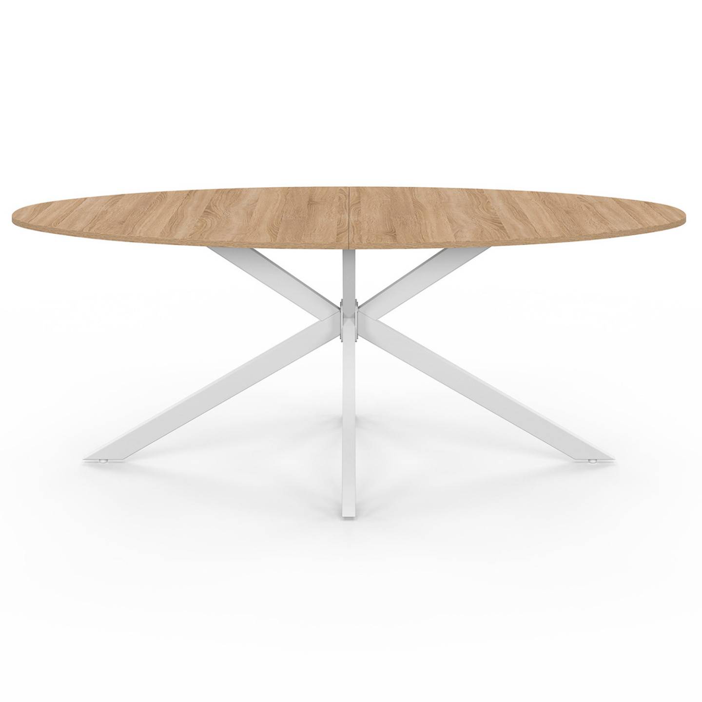 Table à manger ovale ALIX 10 personnes pied araignée bois et blanc 200 cm - Image 3