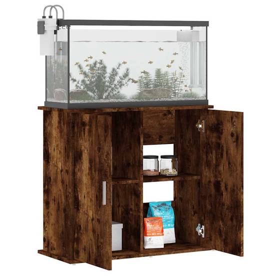 Meuble Aquarium Compact Bois d'ingénierie avec 4 Portes Chêne Fumé 81 cm - ComfortXL Outdoor Living - Image 3