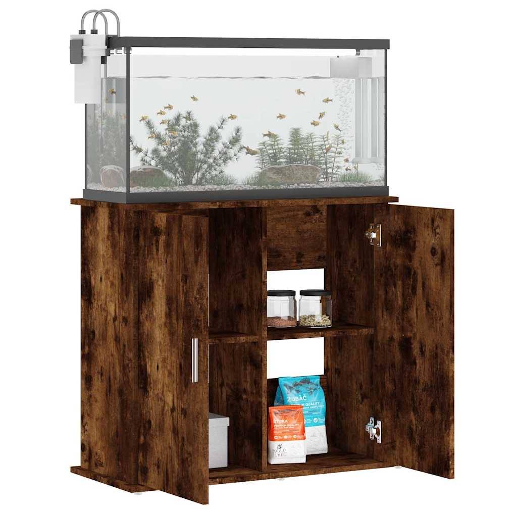 Meuble Aquarium Compact Bois d'ingénierie avec 4 Portes Chêne Fumé 81 cm - ComfortXL Outdoor Living - Image 3