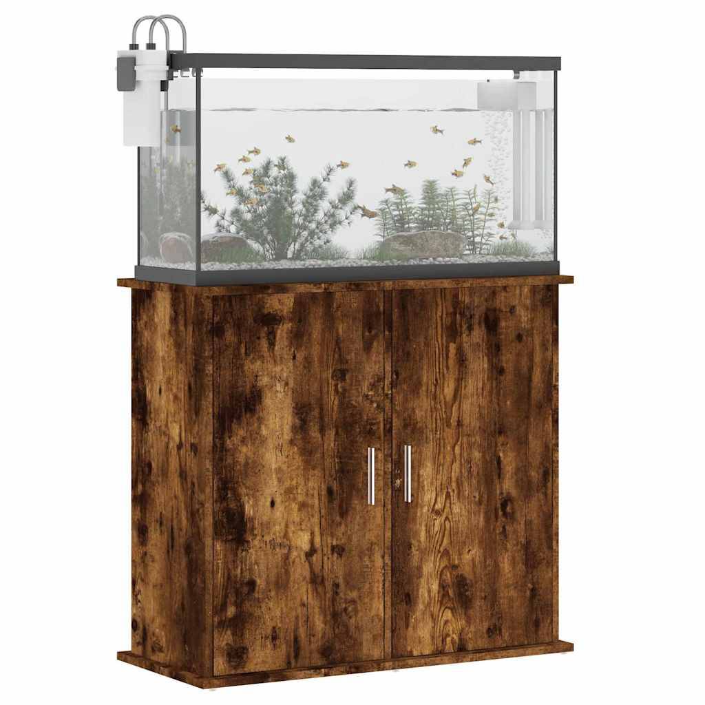 Meuble Aquarium Compact Bois d'ingénierie avec 4 Portes Chêne Fumé 81 cm - ComfortXL Outdoor Living - Image 4