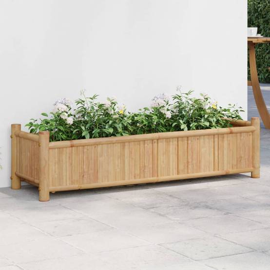 Jardinière - Bac à fleurs - Pot de fleurs 100x30x25 cm bambou - Image 2