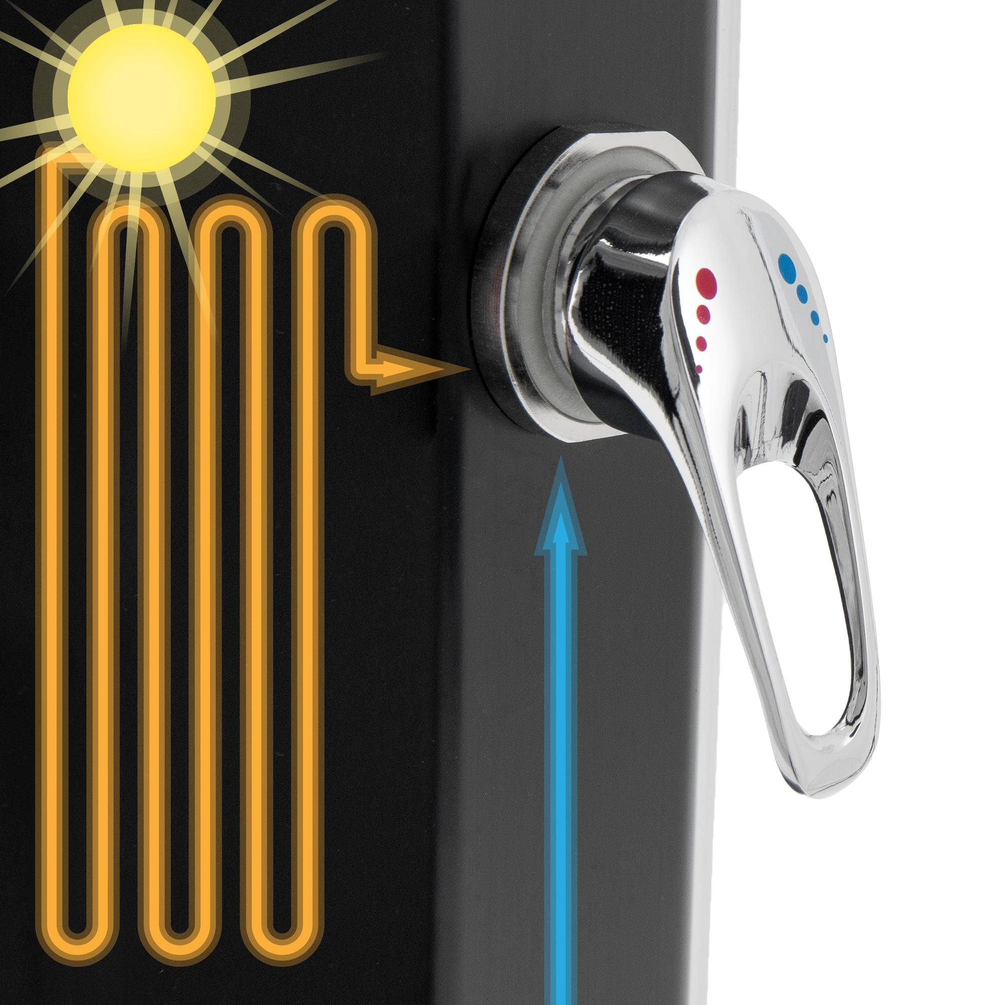 Ecd-Germany - Douche solaire extérieure 35L noir douchette à pied pomme de douche effet pluie - Imagen 4
