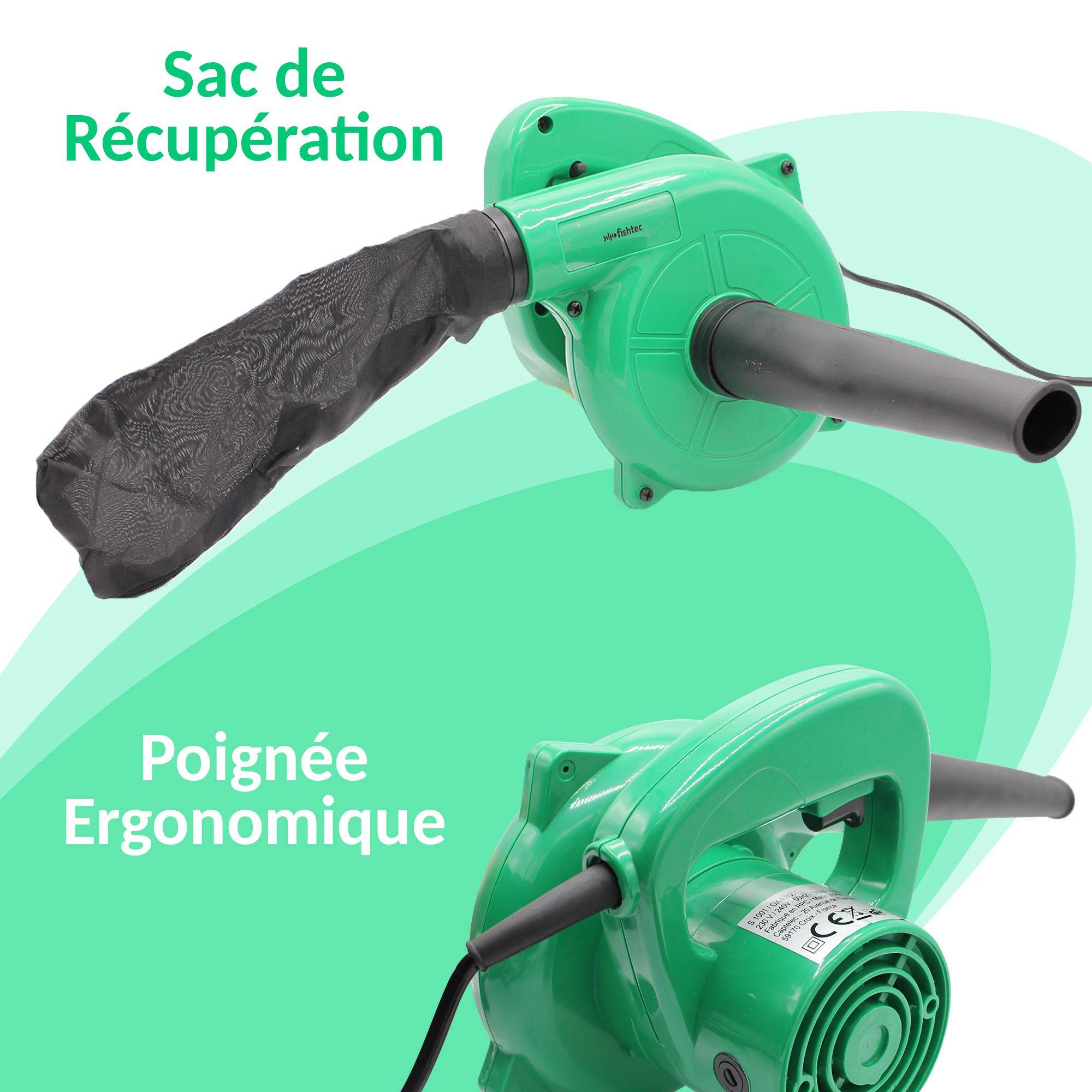 Mini Souffleur de Feuilles Electrique Sac de récupération Longueur du Câble 180cm Compact, Pratique et Léger Jardin - Image 9