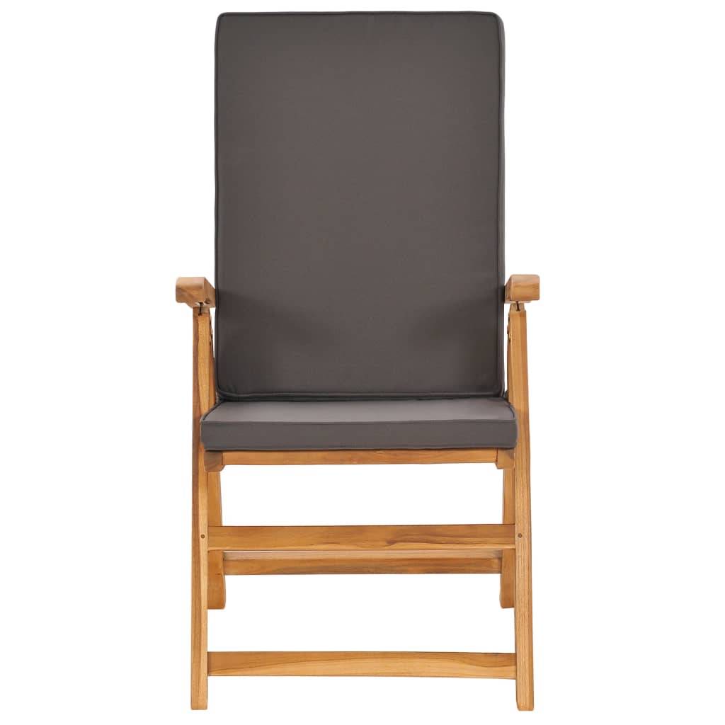 Helloshop26 - Salon de jardin meuble d'extérieur ensemble de mobilier 5 pièces avec coussins gris bois de teck massif - Imagen 7