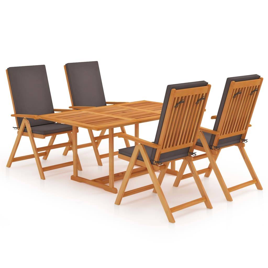 Helloshop26 - Salon de jardin meuble d'extérieur ensemble de mobilier 5 pièces avec coussins gris bois de teck massif - Imagen 1