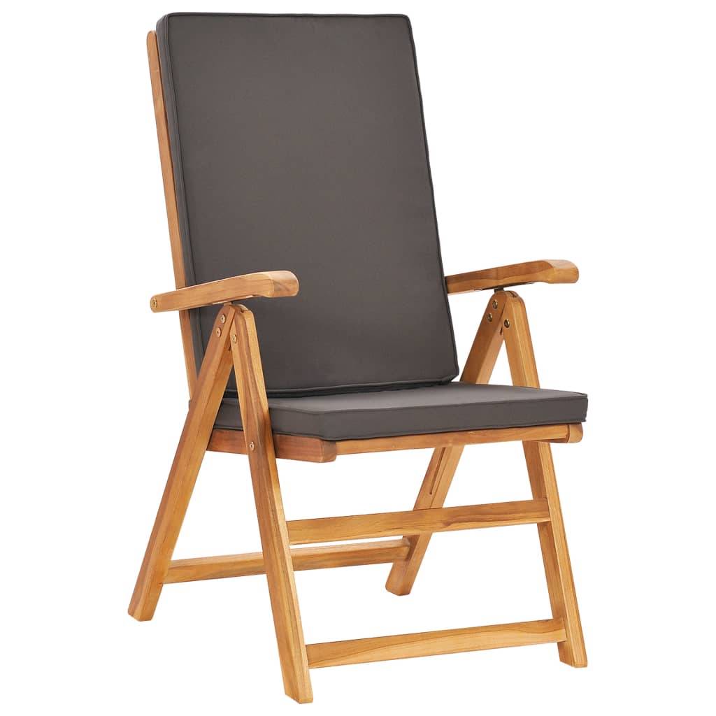 Helloshop26 - Salon de jardin meuble d'extérieur ensemble de mobilier 5 pièces avec coussins gris bois de teck massif - Imagen 6