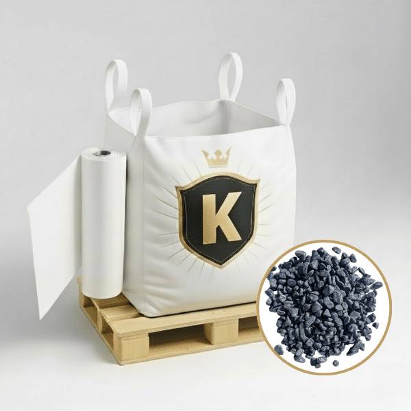 Kit Galets gris foncé + géotextile = 1 Big Bag galet gris foncé 12/25 1.5T [environ 20m2 sur 5cm d'épaisseur] + 1 géotextile 25m2 - Image 1