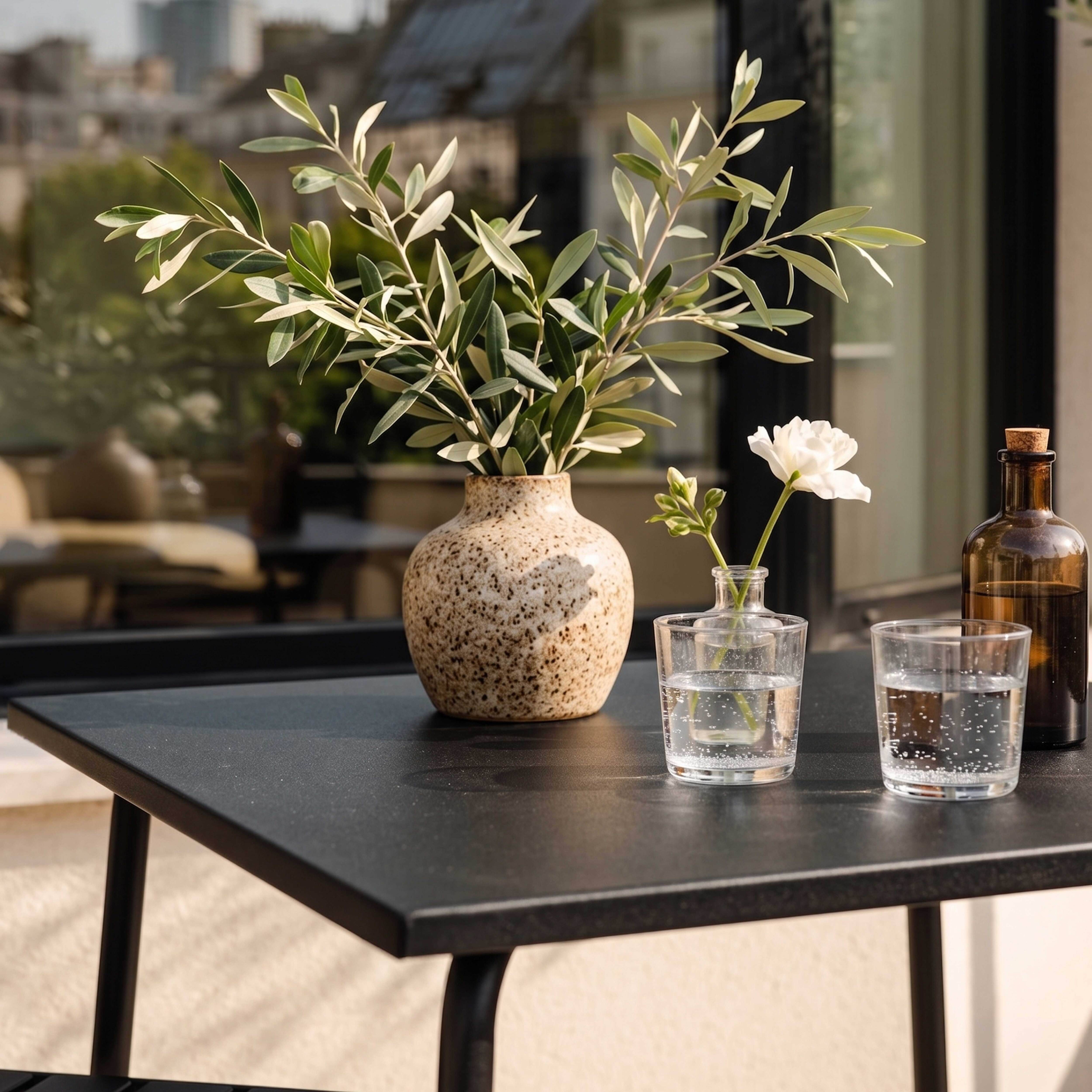 Oviala - Ensemble table de jardin carrée et 2 chaises acier gris Palavas - Oviala - Imagen 3
