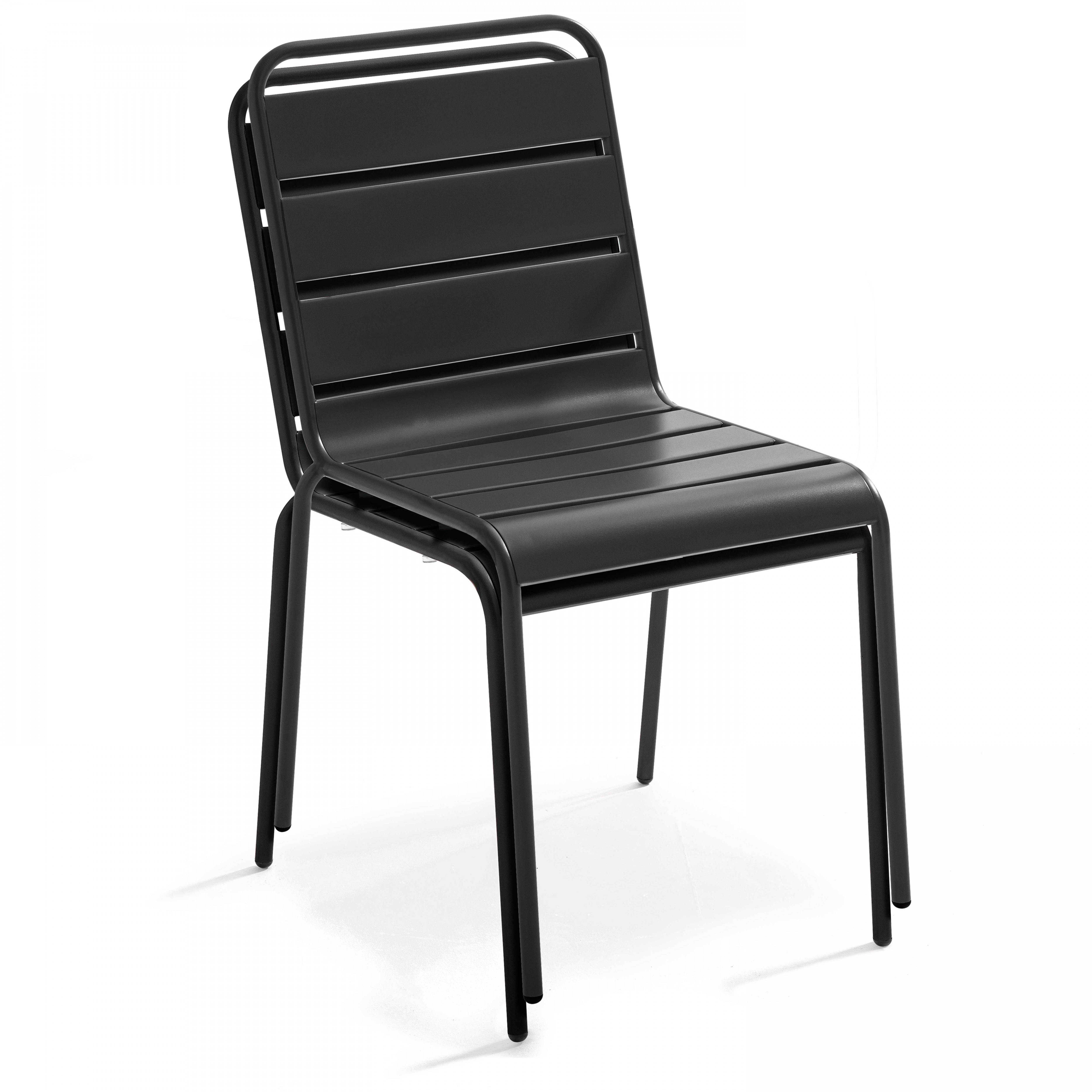 Oviala - Ensemble table de jardin carrée et 2 chaises acier gris Palavas - Oviala - Imagen 5