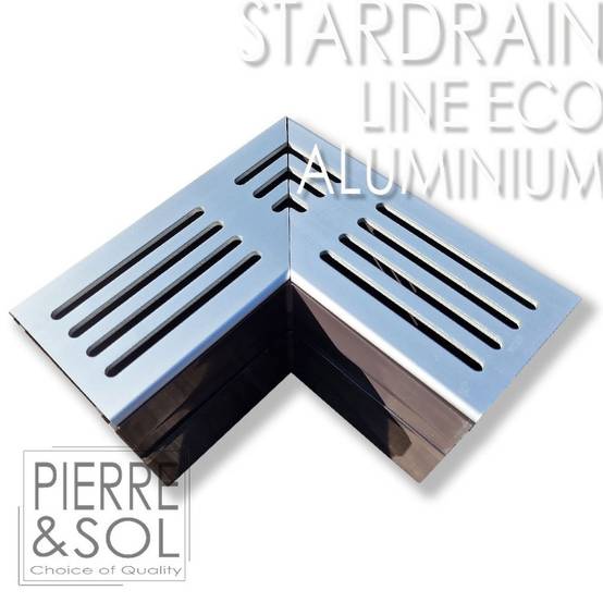 Caniveau étroit 6,5 cm Grille aluminium - StarDrain - LINE ECO - Élément d'angle - Image 1