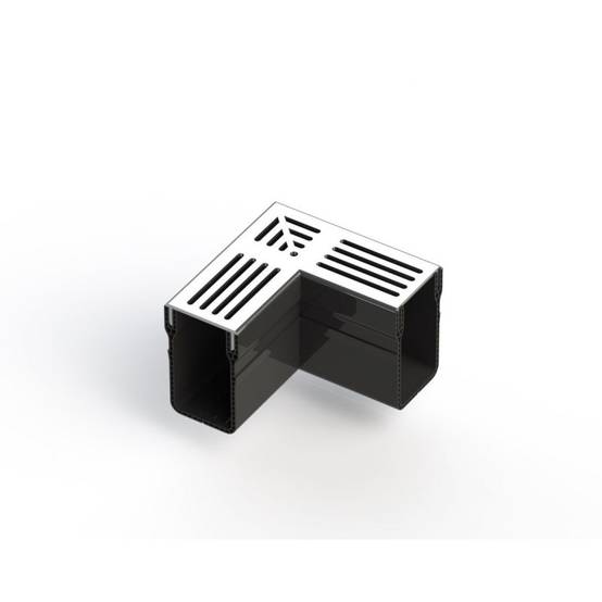 Caniveau étroit 6,5 cm Grille aluminium - StarDrain - LINE ECO - Élément d'angle - Image 2