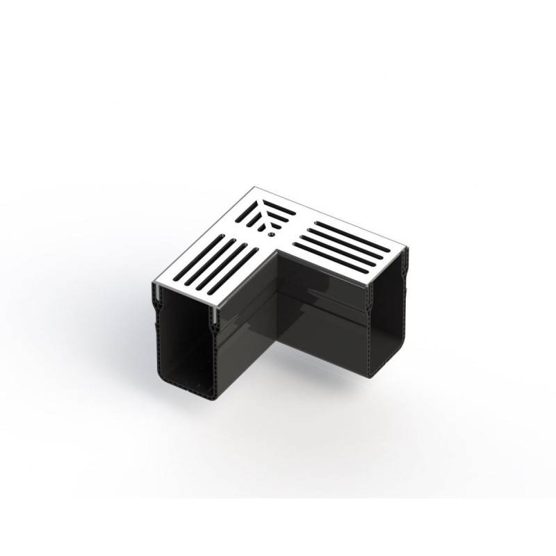 Caniveau étroit 6,5 cm Grille aluminium - StarDrain - LINE ECO -       Élément d'angle - Image 2