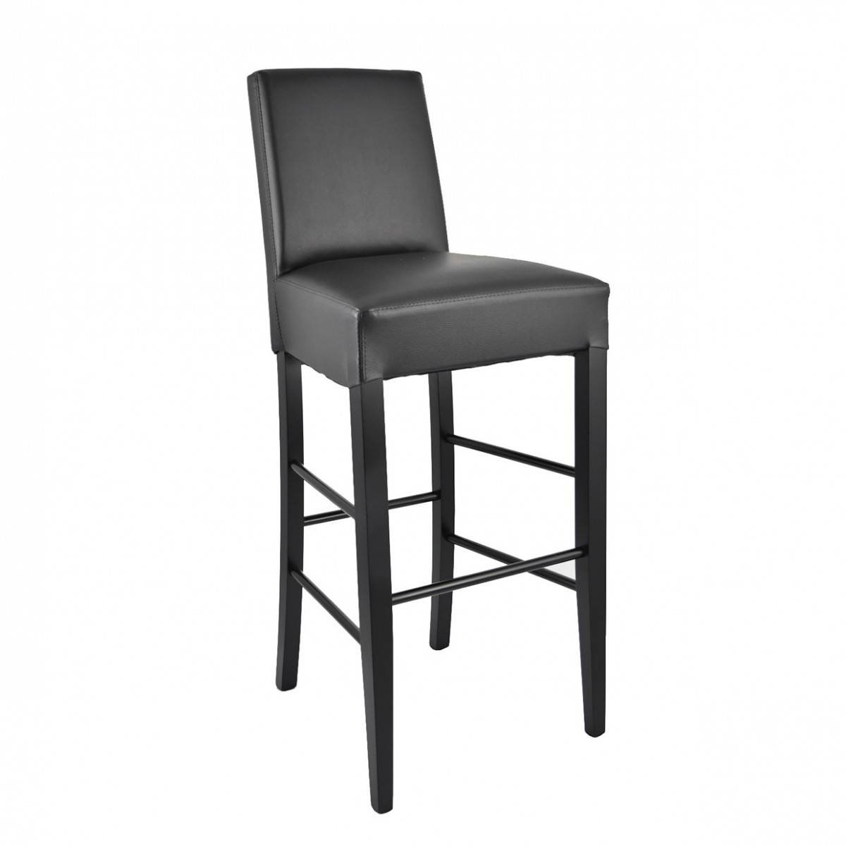 ALTOBUY - Lot de 2 Tabourets Laqués Noir et Assise Simili Cuir Noir - TONY - Image 2