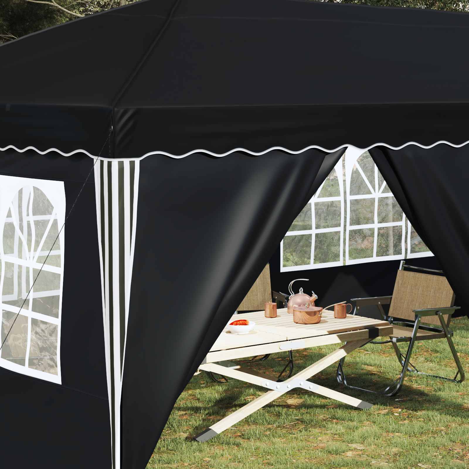 Tente de fête pop-up acier et polyester anthracite 575 x 288 x 245 cm - PANGIVO - Image 3
