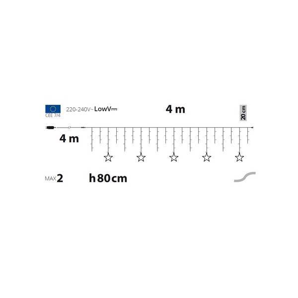 Lotti - Guirlande lumineuse stalactite 5 étoiles 4M H80cm LED blanc chaud 8 modes IP44 prolongeable SMART Connect 31V Lotti - Imagen 2