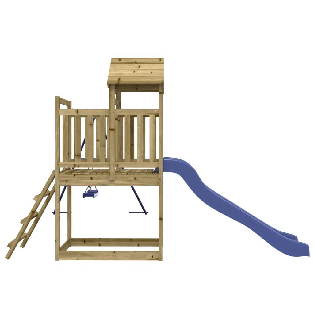 Helloshop26 - Aire de jeux d'extérieur balançoires toboggan portiques robuste jeux jardin242 x 379 x 214 cm bois de pin imprégné - Imagen 4