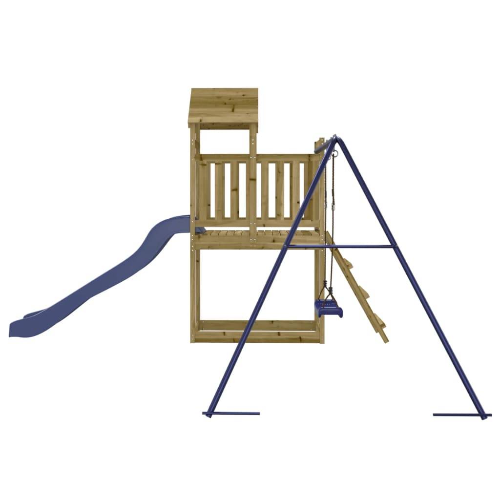 Helloshop26 - Aire de jeux d'extérieur balançoires toboggan portiques robuste jeux jardin242 x 379 x 214 cm bois de pin imprégné - Imagen 5