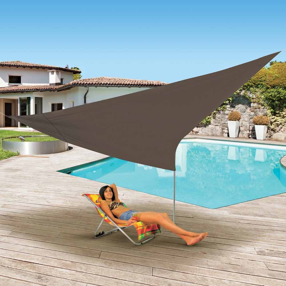 Terre Jardin - Voile d'ombrage triangulaire 5 mètres Taupe - Imagen 2