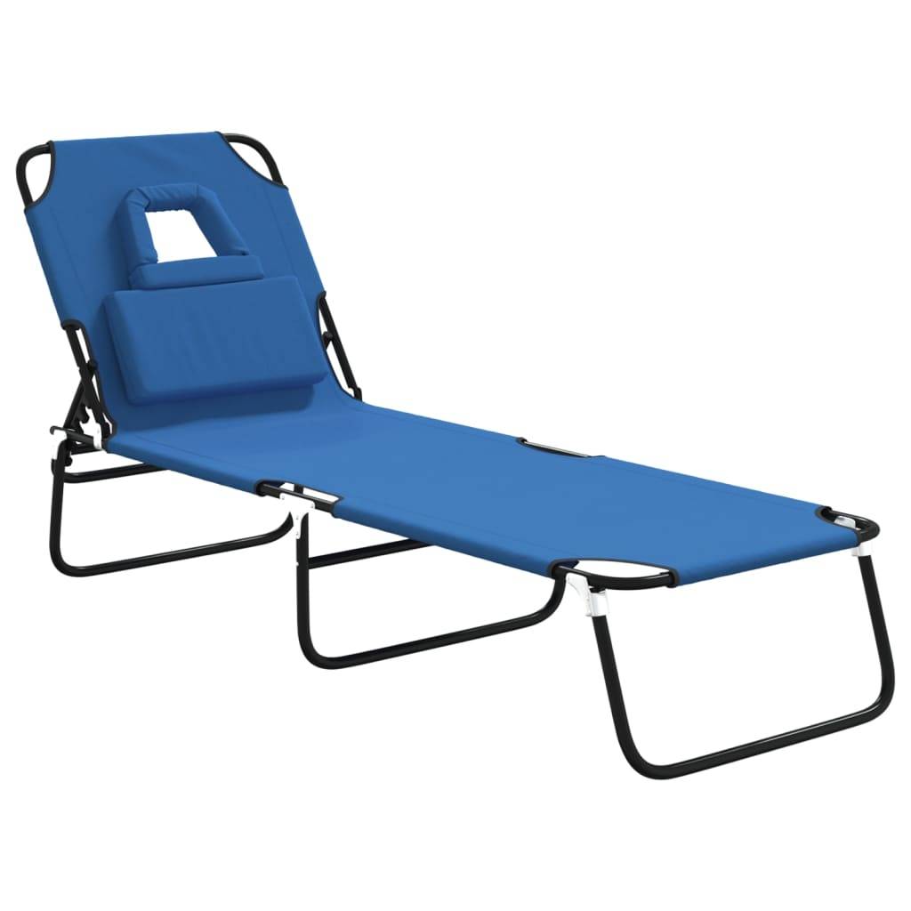 Maison Chic - Bain de soleil pliante - Transat - Chaise longue bleu tissu oxford acier enduit de poudre - MEUBLE PRO - Image 1