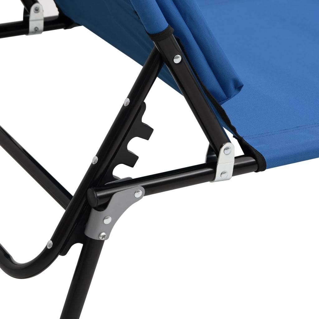 Maison Chic - Bain de soleil pliante - Transat - Chaise longue bleu tissu oxford acier enduit de poudre - MEUBLE PRO - Image 9