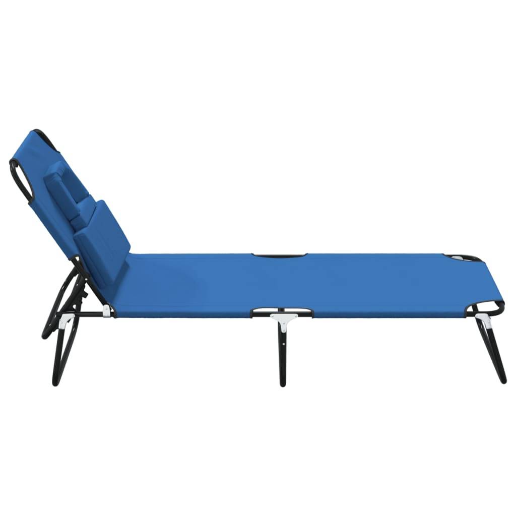 Maison Chic - Bain de soleil pliante - Transat - Chaise longue bleu tissu oxford acier enduit de poudre - MEUBLE PRO - Image 4