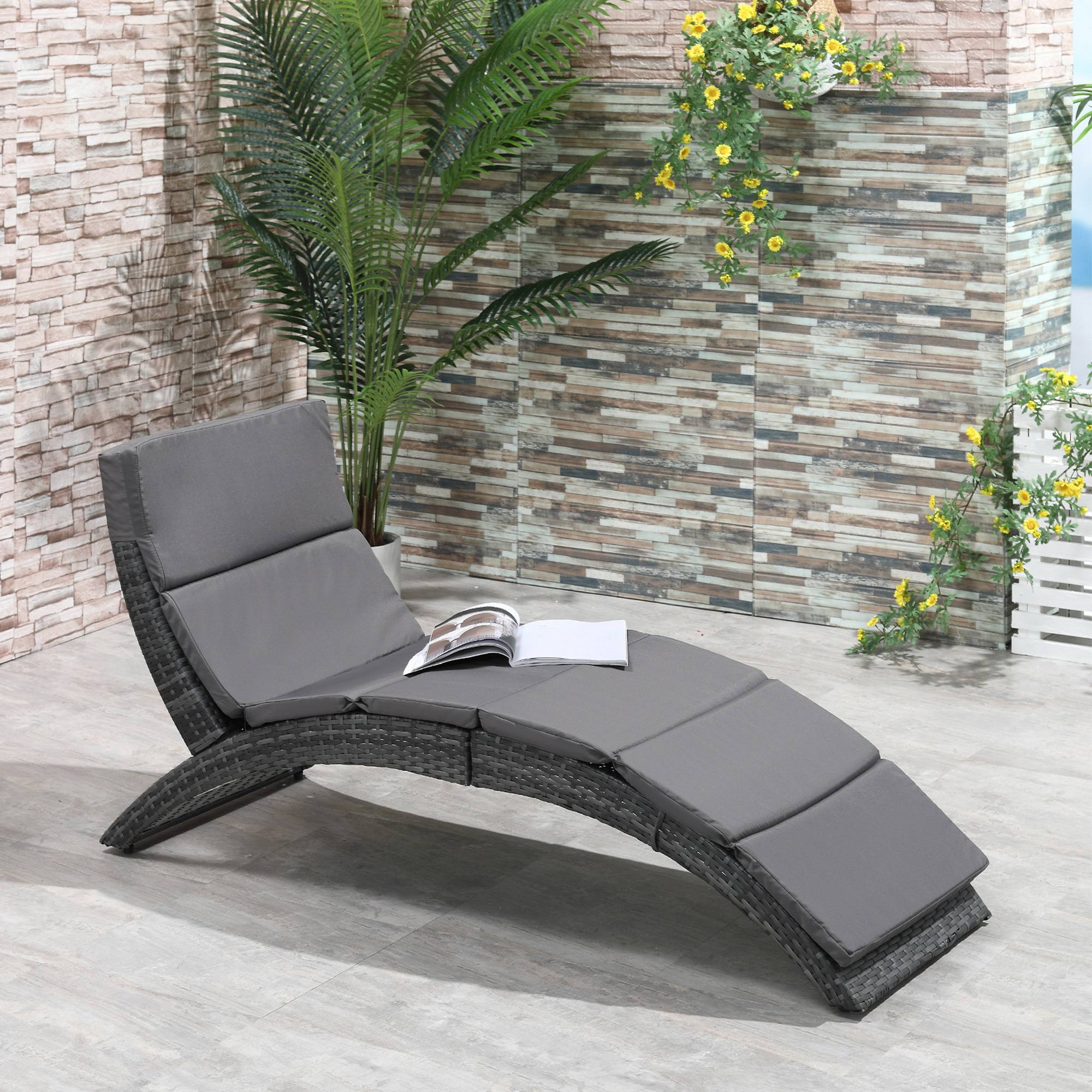 Outsunny - Bain de soleil design contemporain - matelas grand confort inclus - résine tressée gris - Outsunny - Imagen 2