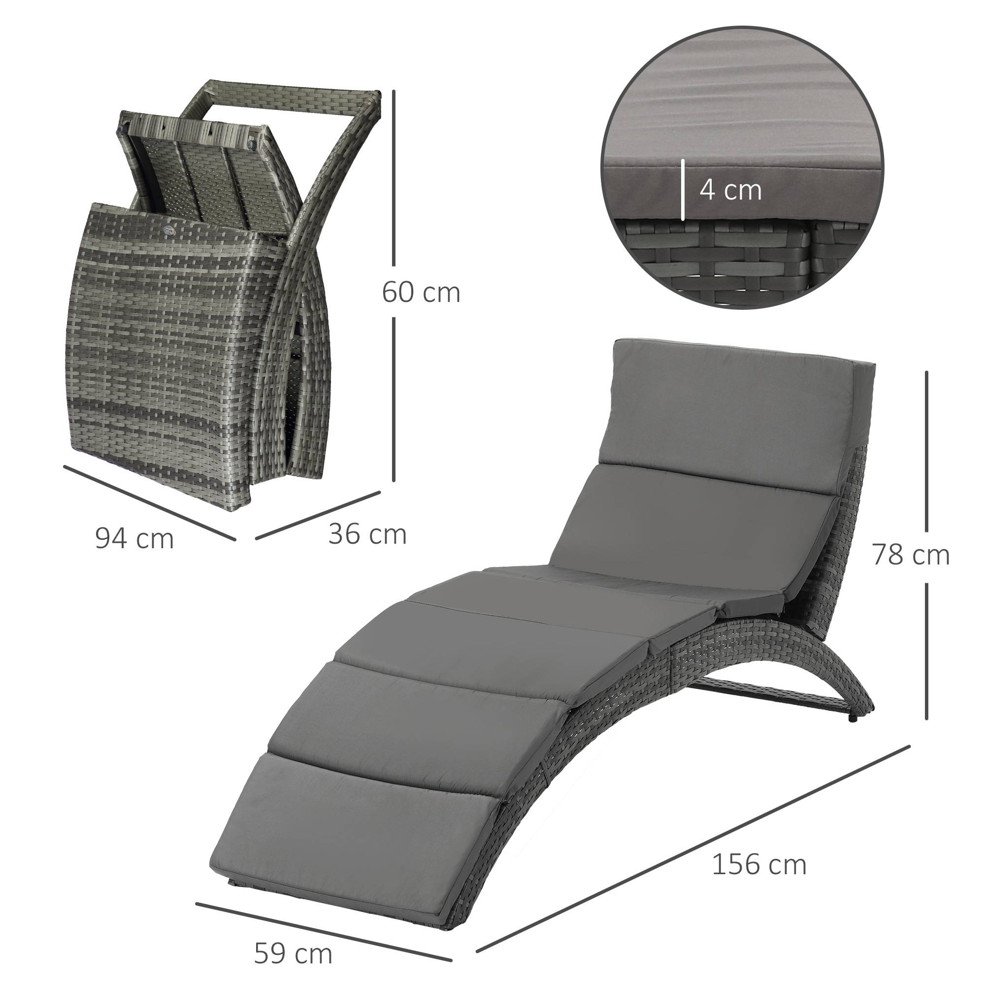 Outsunny - Bain de soleil design contemporain - matelas grand confort inclus - résine tressée gris - Outsunny - Imagen 3