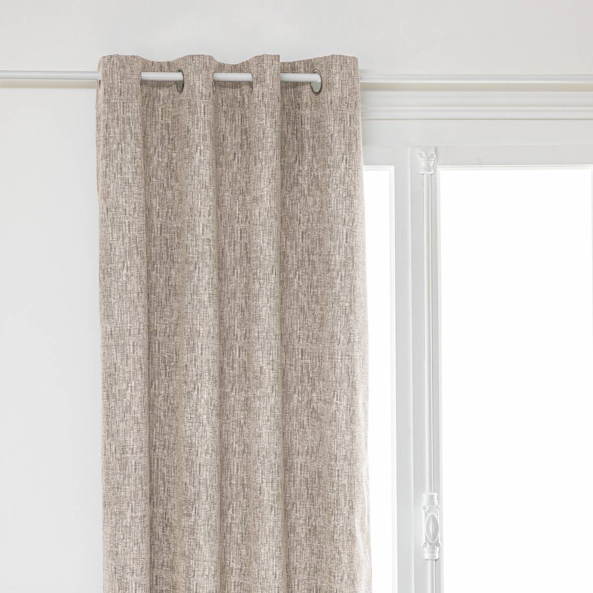 Atmosphera - Lot de 2 Rideaux à  œillets Occultant Jacquard Beige Lin 140 x 260 cm - Imagen 2