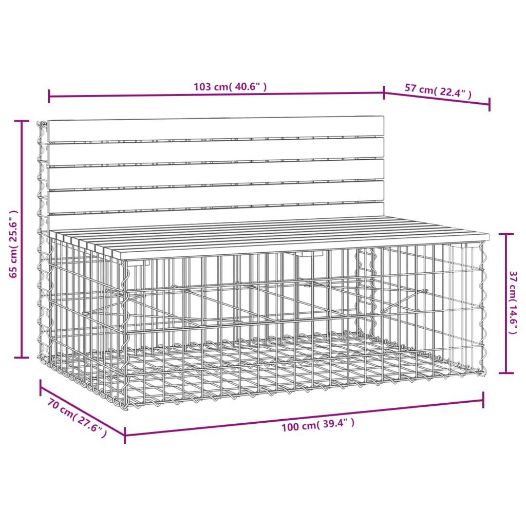 Maison Chic - Banc de jardin - Banc d'extérieur - Banquette design gabion 103x70x65cm bois massif de douglas - Imagen 8