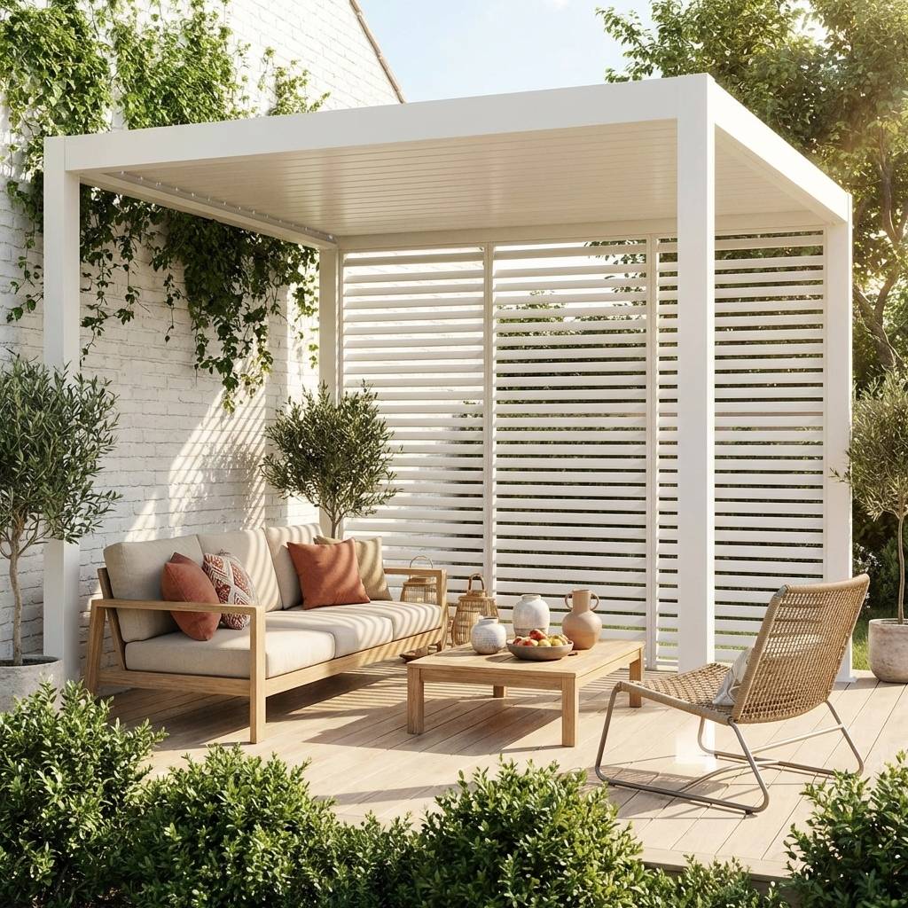 sweeek - Lot de 3 persiennes blanc 100cm pour pergola bioclimatique aluminium 3x3m V2 4x3m 6x3m Triomphe | sweeek