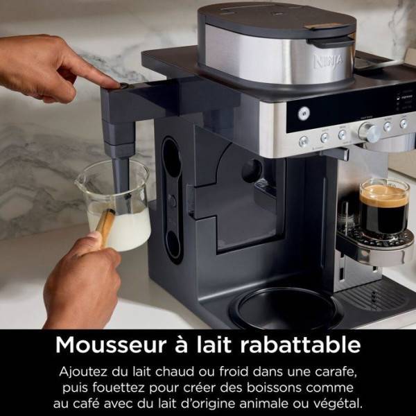 Machine a Cafe - Cafetiere Electrique a café 2en1 filtre et capsules - NINJA Prestige- Buse a lait intégrée - 1550W - Image 2