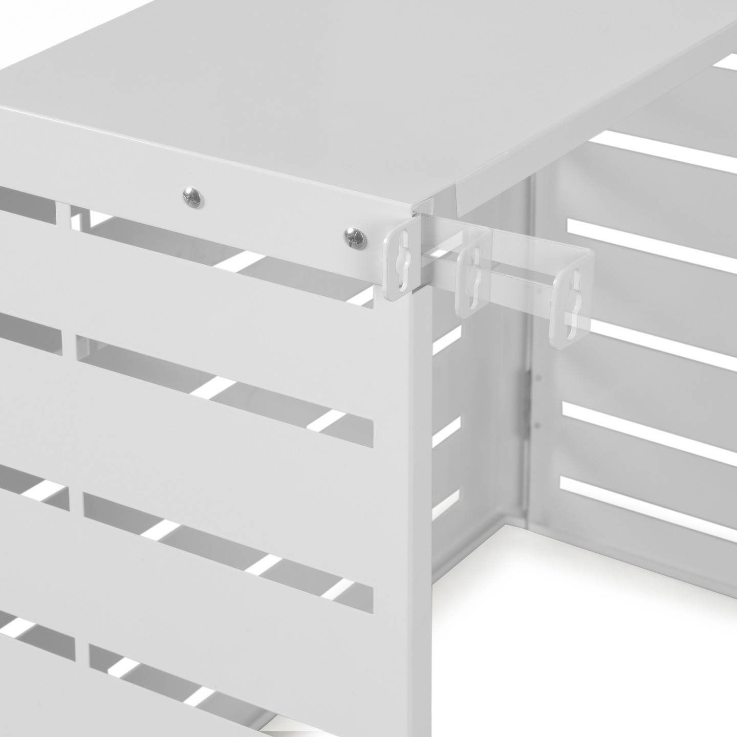 IDMARKET - Cache climatiseur 95 x 50 x 80 cm métal blanc protection unité extérieure pour pompe à chaleur - Image 4