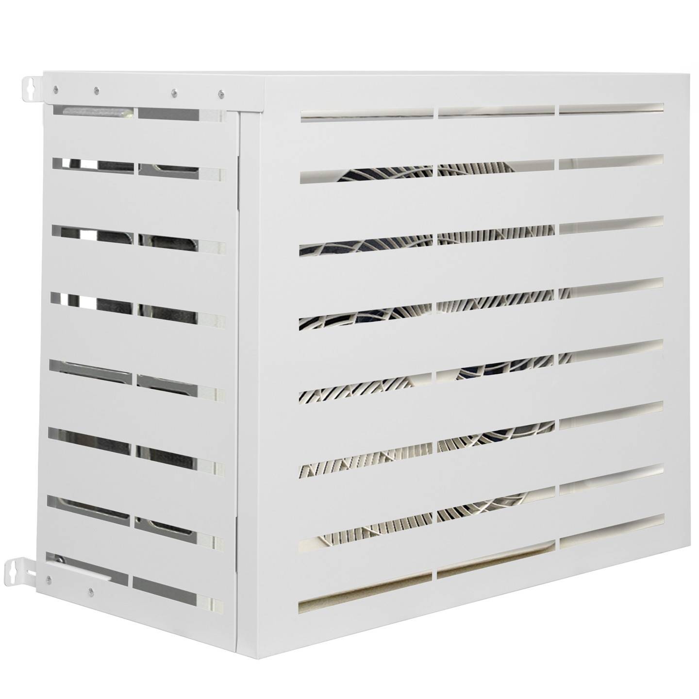 IDMARKET - Cache climatiseur 95 x 50 x 80 cm métal blanc protection unité extérieure pour pompe à chaleur - Image 2