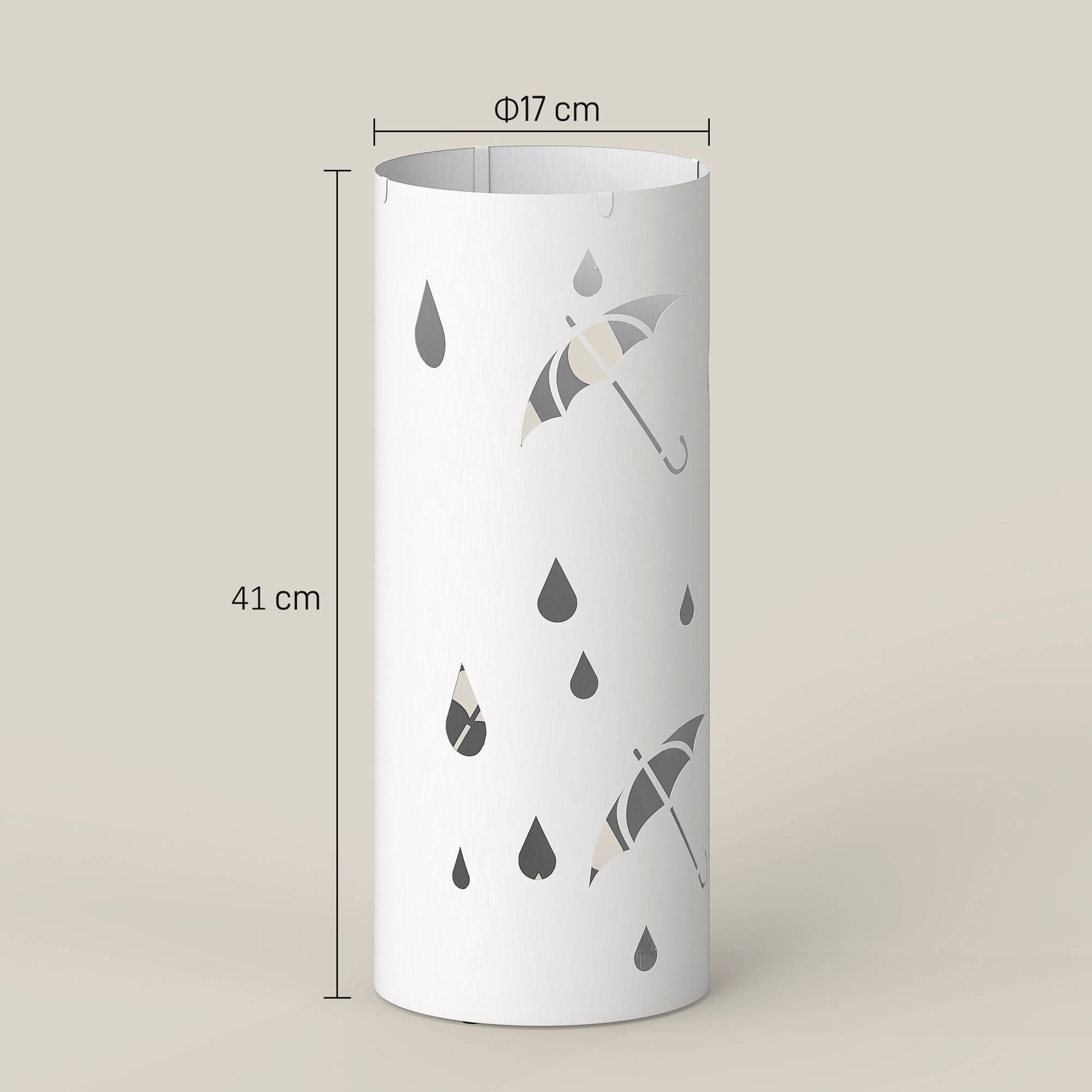 Porte-parapluie en acier, forme colonne, plateau de base amovible, Ø 17 x 41 cm (H), blanc - Image 5