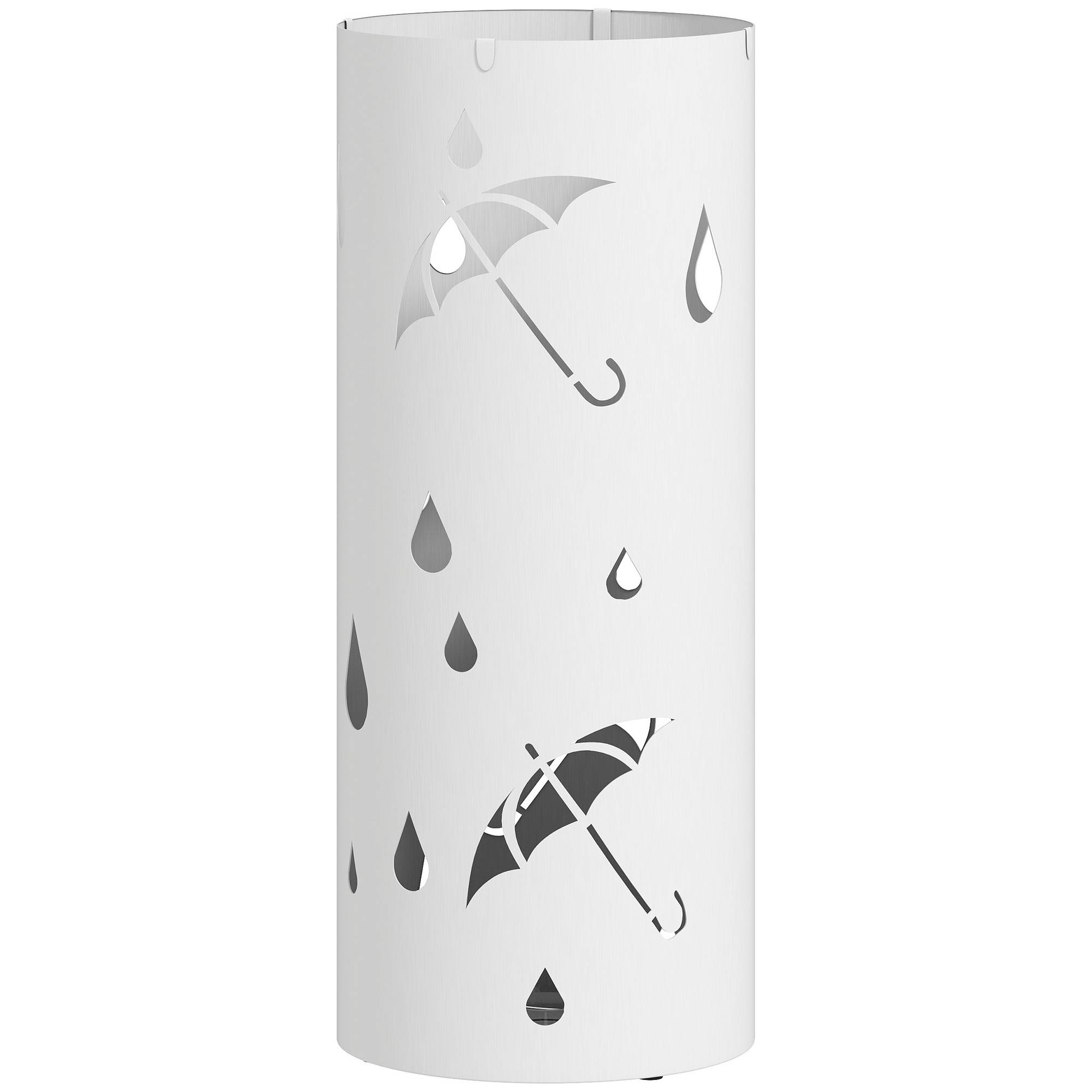 Porte-parapluie en acier, forme colonne, plateau de base amovible, Ø 17 x 41 cm (H), blanc - Image 2