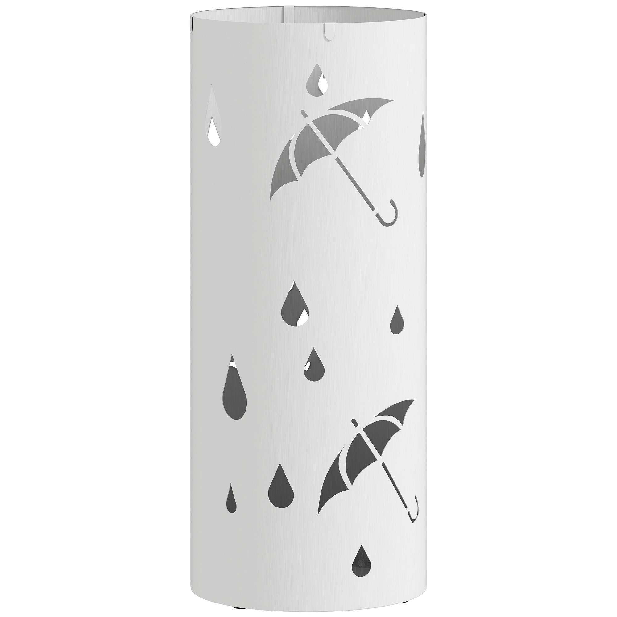 Porte-parapluie en acier, forme colonne, plateau de base amovible, Ø 17 x 41 cm (H), blanc - Image 1